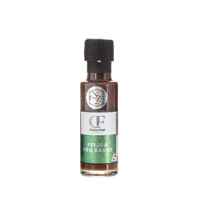 Bottle of Feijoa BBQ Sauce on a white background