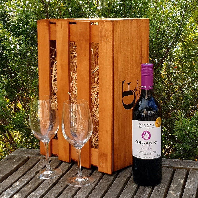 Gift Box - Angove Organic Merlot +/- Glasses 